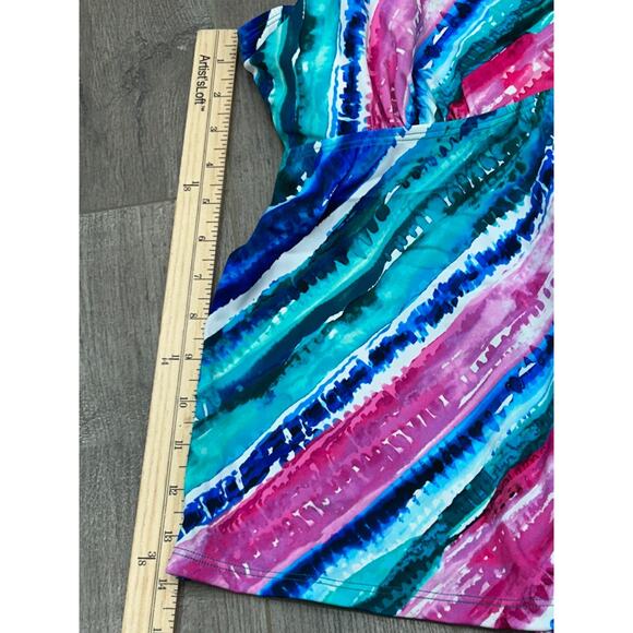 Kim Gravel x Swimsuit Womens Blue Rainbow Stripe Padded Tankini Shorts Size 14 - Picture 9 of 11